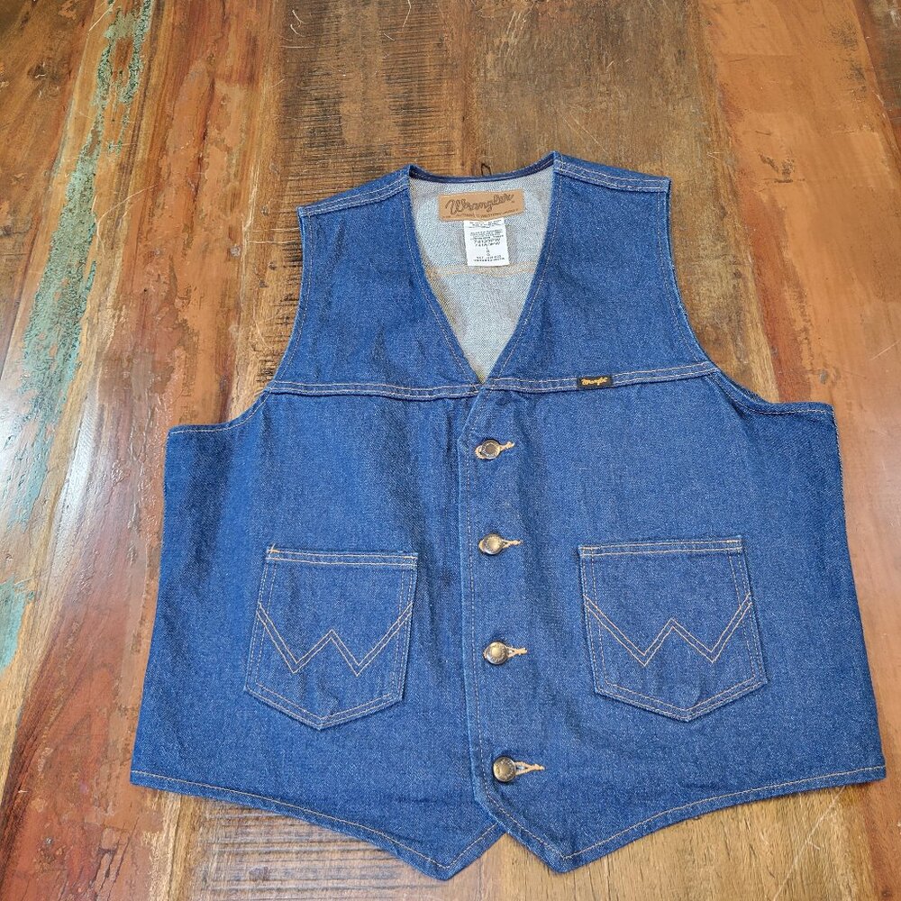 Wrangler Unlined Denim Jean Vest Sz Large